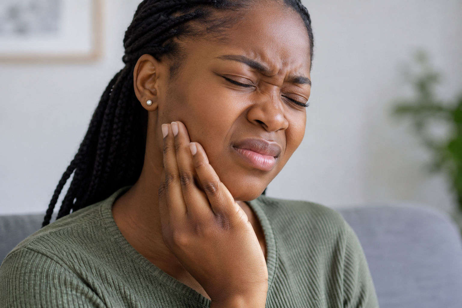 ChatGPT Image Sep 7, 2026, 02_00_19 PM Woman wincing in pain while holding her jaw with one hand